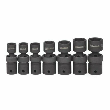 WILLIAMS Socket Set, 7 Pieces, 1/2 Inch Dr, 6 Point, 1/2 Inch Size JHW37918